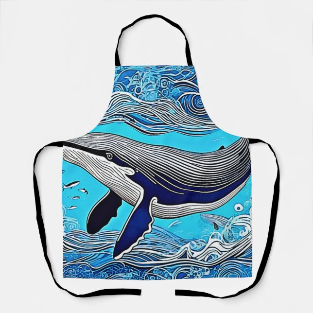 Ocean Whale Art Design Apron (Front)