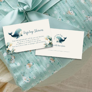 Ocean Whale Ivory Gift Tag Display Baby Shower Enclosure Card