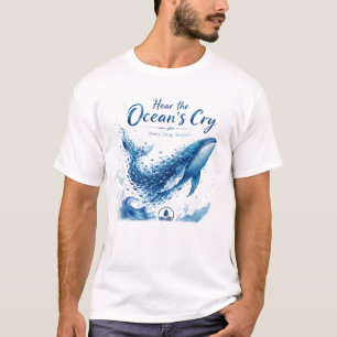 Ocean Whale Watercolor Awareness Art T-Shirt
