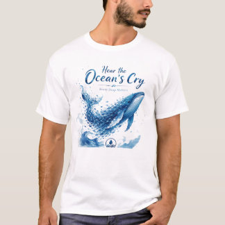 Ocean Whale Watercolor Awareness Art T-Shirt