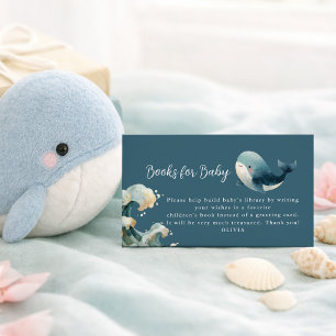 Ocean Whale Waves Turquoise Books for Baby Shower Enclosure Card
