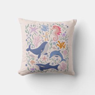 Ocean Whimsy: Charming Underwater Creatures Cushion