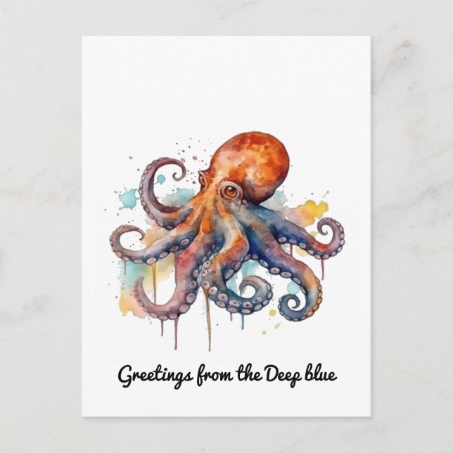 Ocean Whimsy: Colourful Octopus Holiday Postcard (Front)