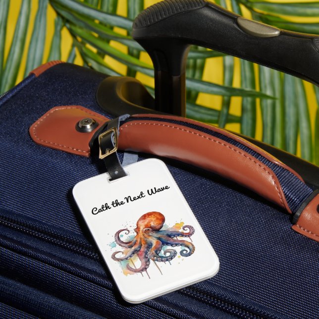 Ocean Whimsy: Colourful Octopus Luggage Tag (Front Insitu 1)