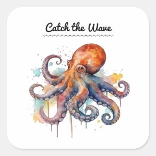 Ocean Whimsy: Colourful Octopus Square Sticker
