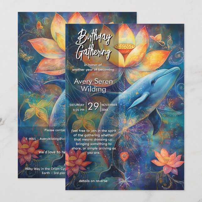 Ocean Whisper | Dolphin Design  Invitation (Front/Back)