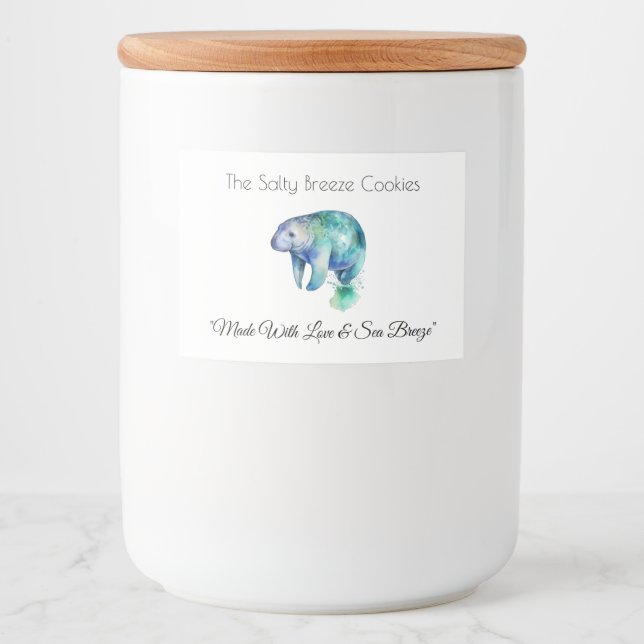 Ocean Whisper Manatee, custom Food Label (Front)