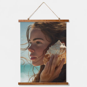 Ocean Whisper Moment Coastal Portrait Art Hanging Tapestry