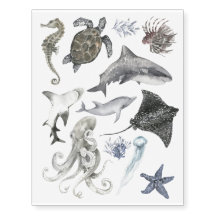 Ocean Wild Life Shark Dolphin Seahorse Coral