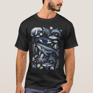 Ocean Wildlife Whale Orca Turtle Dolphin Shark Mar T-Shirt