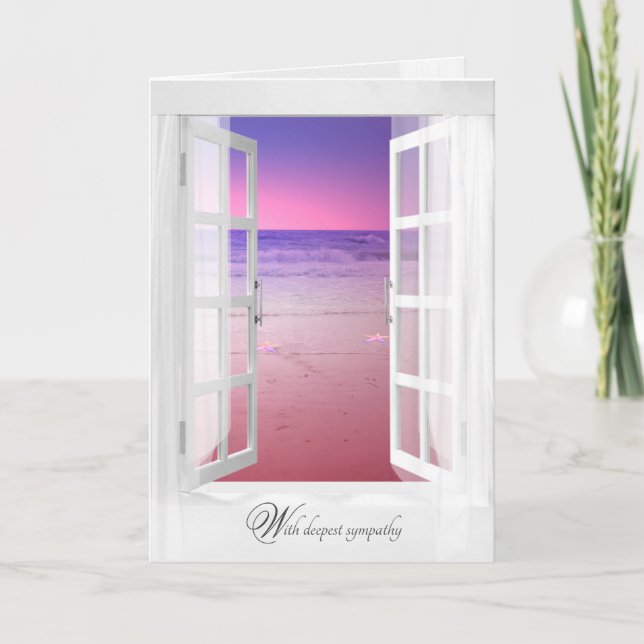 ocean window sunrise and starfish sympathy card (Front)