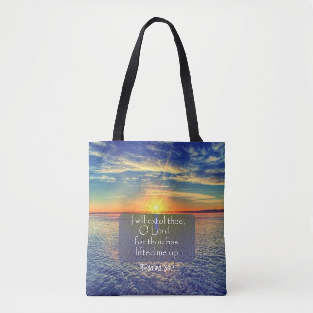 Ocean with Psalms Bible Verse Tote Bag (Front)