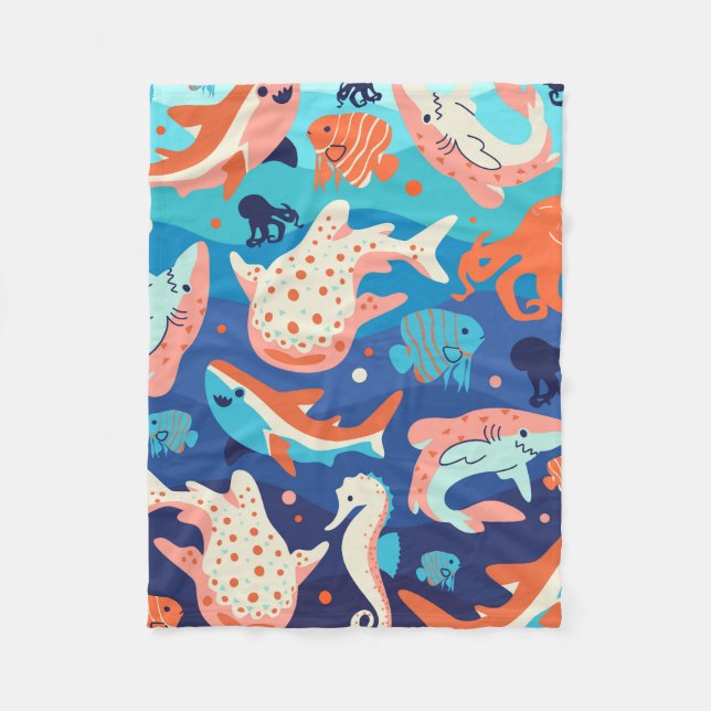 Ocean Wonders Fleece Blanket (Front)