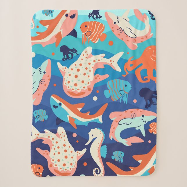 Ocean Wonders Sherpa Blanket (Front)