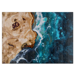 Ocean Wood Resin Style Glass Cutting Board