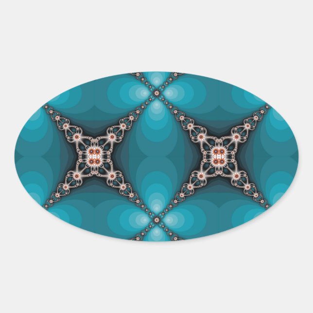 Ocean X Fractal Design Oval Sticker (Front)
