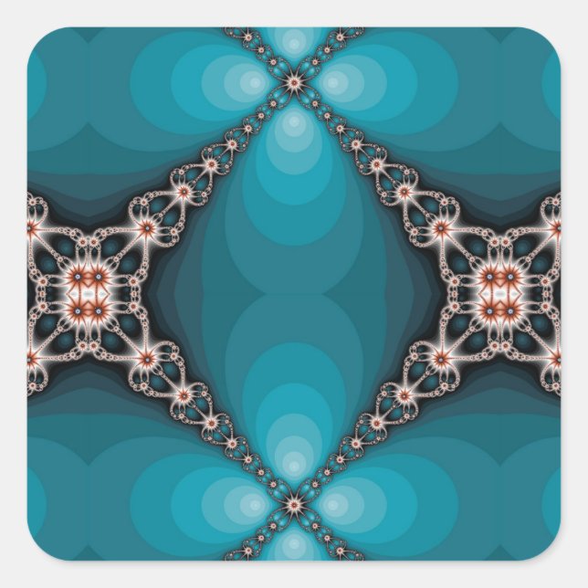 Ocean X Fractal Design Square Sticker (Front)