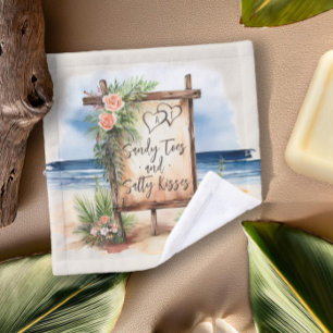 Oceanfront Beach Wedding Favour Wash Cloth