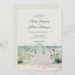 Oceanfront Romance Watercolor Boho Wedding Invitat Invitation