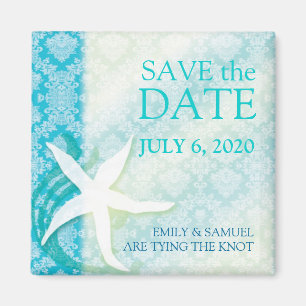 Oceanfront Starfish Wedding Save the Date Magnet