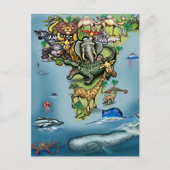 Oceania Africa World Map Postcard (Front)