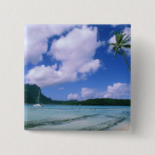 Oceania, French Polynesia, Tahiti. View of 15 Cm Square Badge