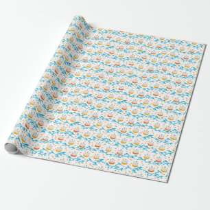 Oceanic Adventure: Yellow and Red Sailing Ships wi Wrapping Paper