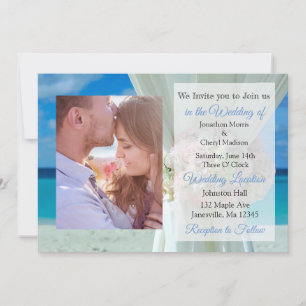 Oceanic Beach Themed Photo Wedding Invites