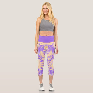Oceanic Bloom: Purple Wave Harmony / Stylish Art  Capri Leggings