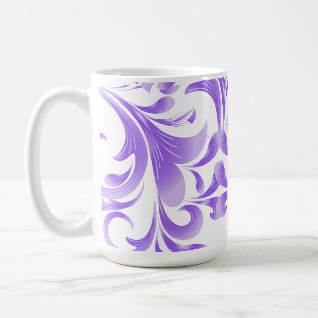 Oceanic Bloom: Purple Wave Harmony / Stylish Art  Coffee Mug (Left)