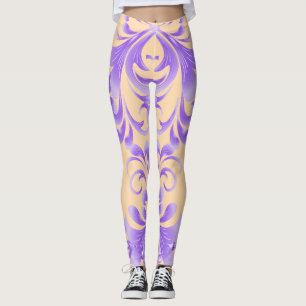Oceanic Bloom: Purple Wave Harmony / Stylish Art  Leggings