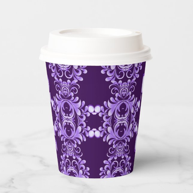 Oceanic Bloom: Purple Wave Harmony / Stylish Art  Paper Cups (Front)