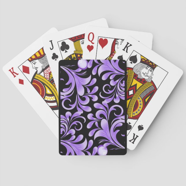 Oceanic Bloom: Purple Wave Harmony / Stylish Art  Playing Cards (Back)