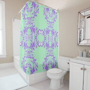 Oceanic Bloom: Purple Wave Harmony / Stylish Art  Shower Curtain