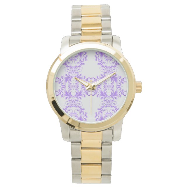 Oceanic Bloom: Purple Wave Harmony / Stylish Art  Watch (Front)