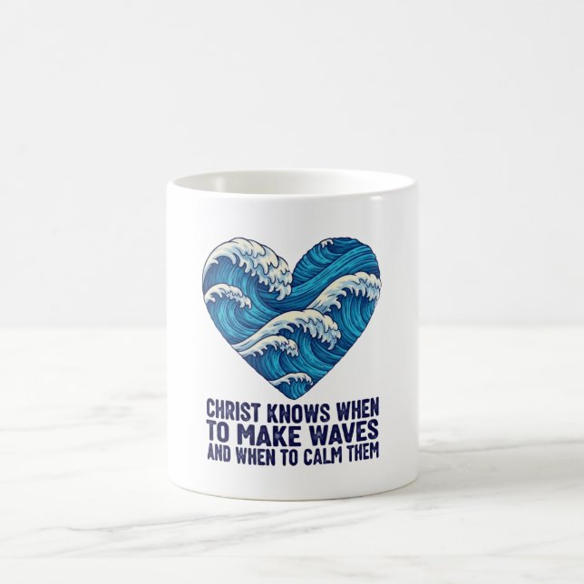 Oceanic blue Christ and the waves design Coffee Mug (Center)