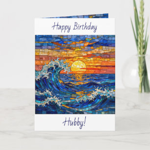 Oceanic Coastal Ocean Waves Sunset Birthday Card