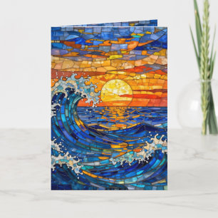 Oceanic Coastal Ocean Waves Sunset Birthday Card