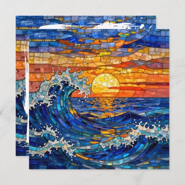 Oceanic Coastal Ocean Waves Sunset   Card (Front/Back)