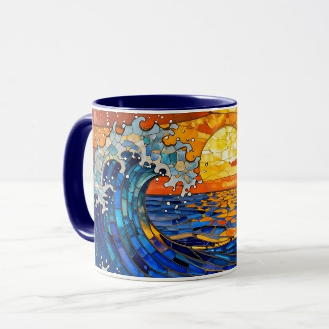 Oceanic Coastal Ocean Waves Sunset   Mug (Front Left)