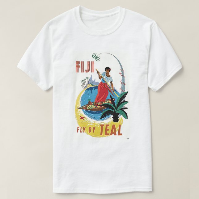 Oceanic Fiji Vintage Travel Art Poster T-Shirt (Design Front)