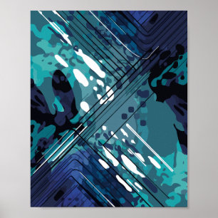 Oceanic Geometric Fusion Poster