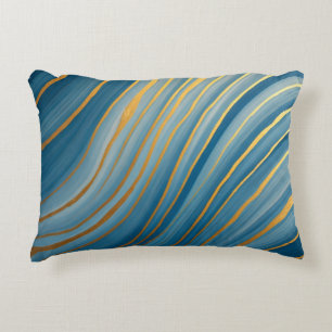 "Oceanic Gold Flow Decorative Cushion