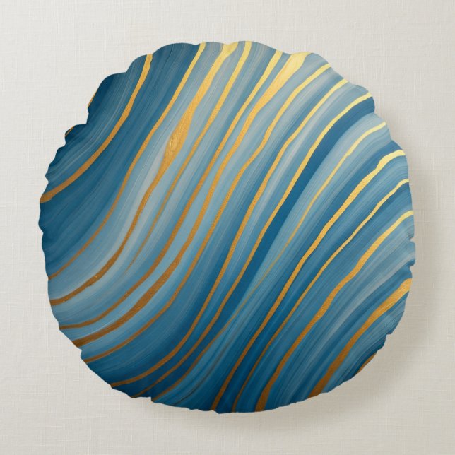 "Oceanic Gold Flow Round Cushion (Front)