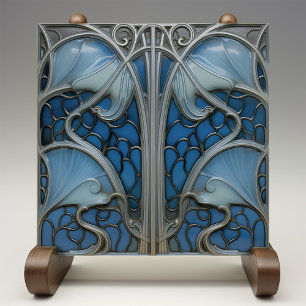 Oceanic Grace Art Nouveau Ceramic Tile