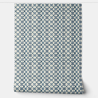 Oceanic Interlace Mini - Navy, Beige - Coastal Wallpaper