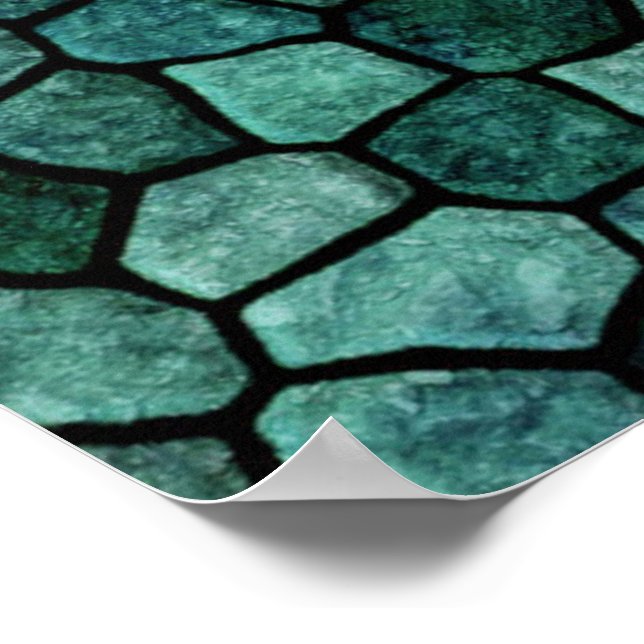 Oceanic Mosaic Crust Texture Abstract Pattern Poster (Corner)