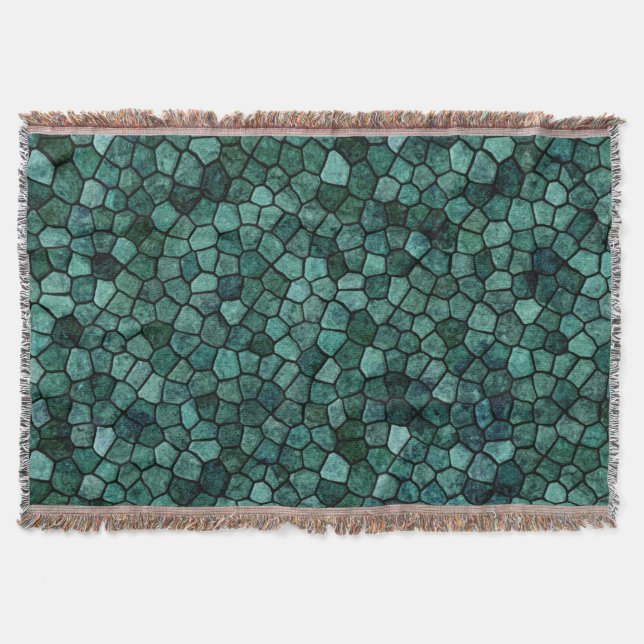 Oceanic Mosaic Crust Texture Abstract Pattern Throw Blanket (Front)