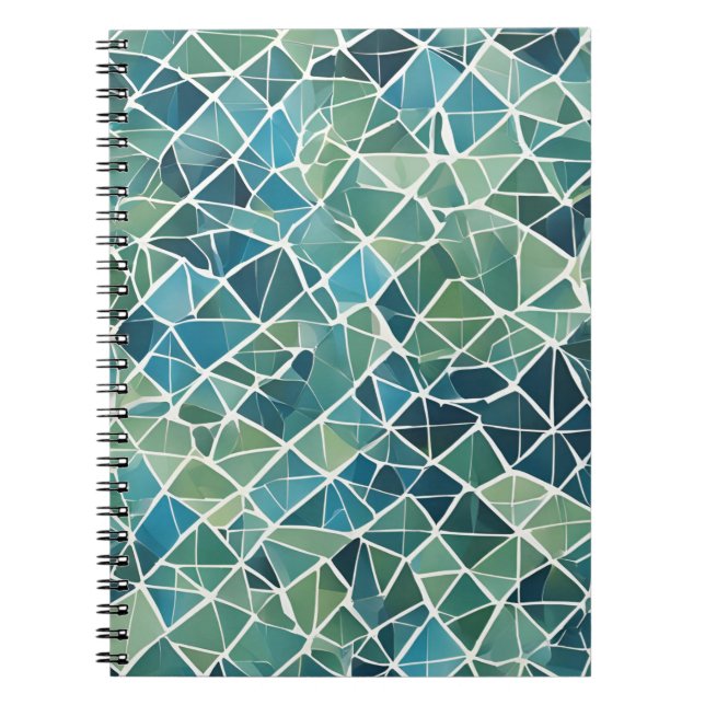Oceanic Mosaic Notebook – Blue and Green Design (Front)