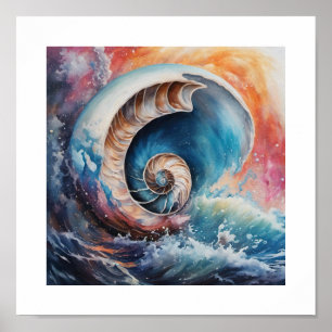 Oceanic Nautilus Shell Poster